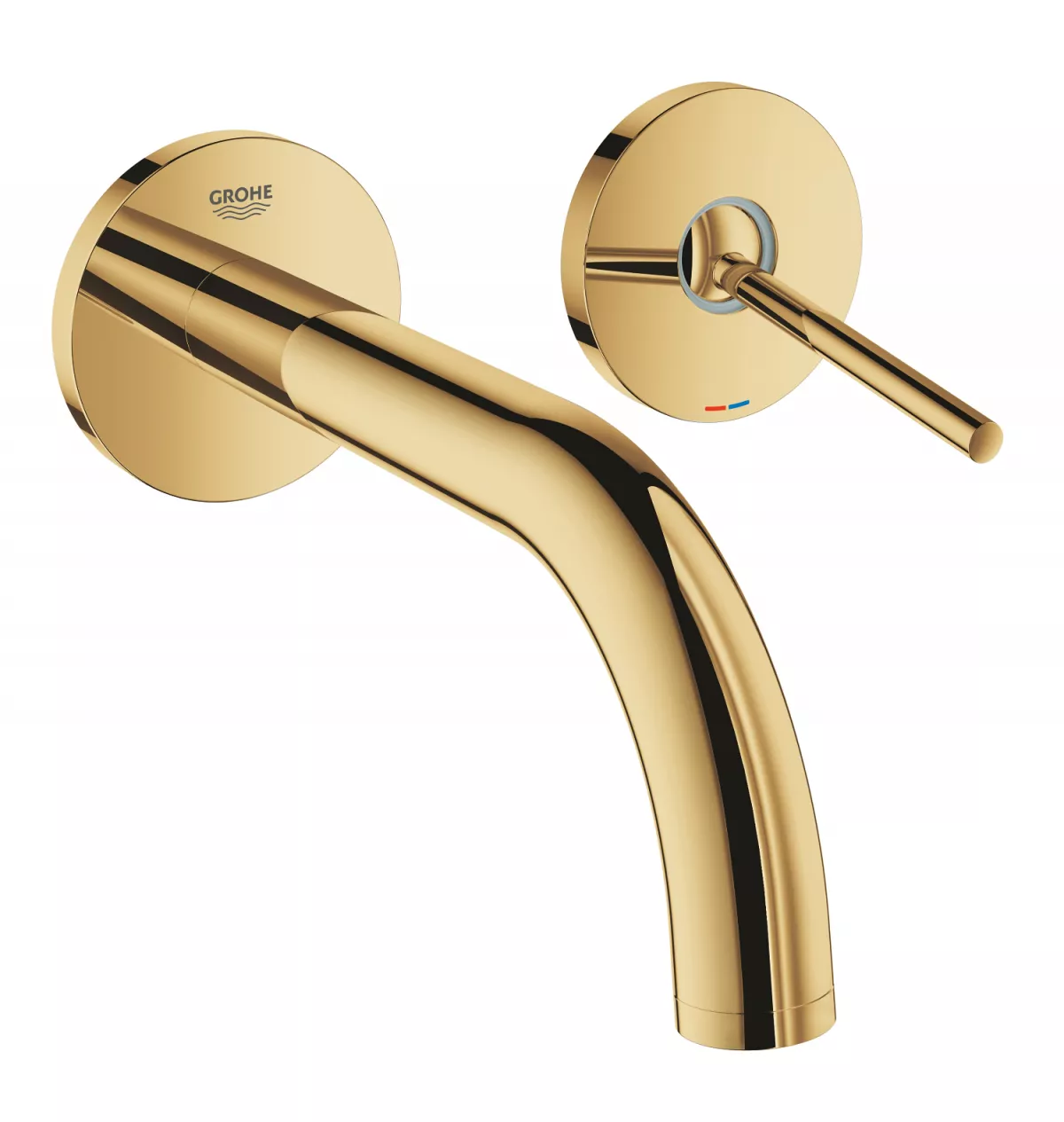 Baterie lavoar Grohe 19287GL3, Atrio, pe perete, 185 mm, necesita valva, lucios, auriu