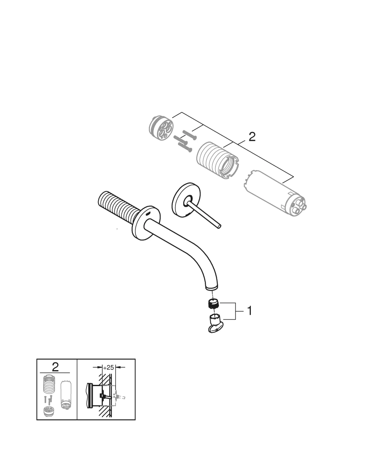 Baterie lavoar Grohe 19287GL3, Atrio, pe perete, 185 mm, necesita valva, lucios, auriu
