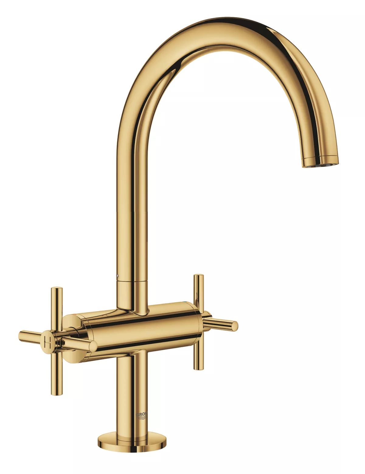 Baterie lavoar Grohe 21019GL3, Atrio, 3/8'', L, 303 mm, ventil, lucios, auriu