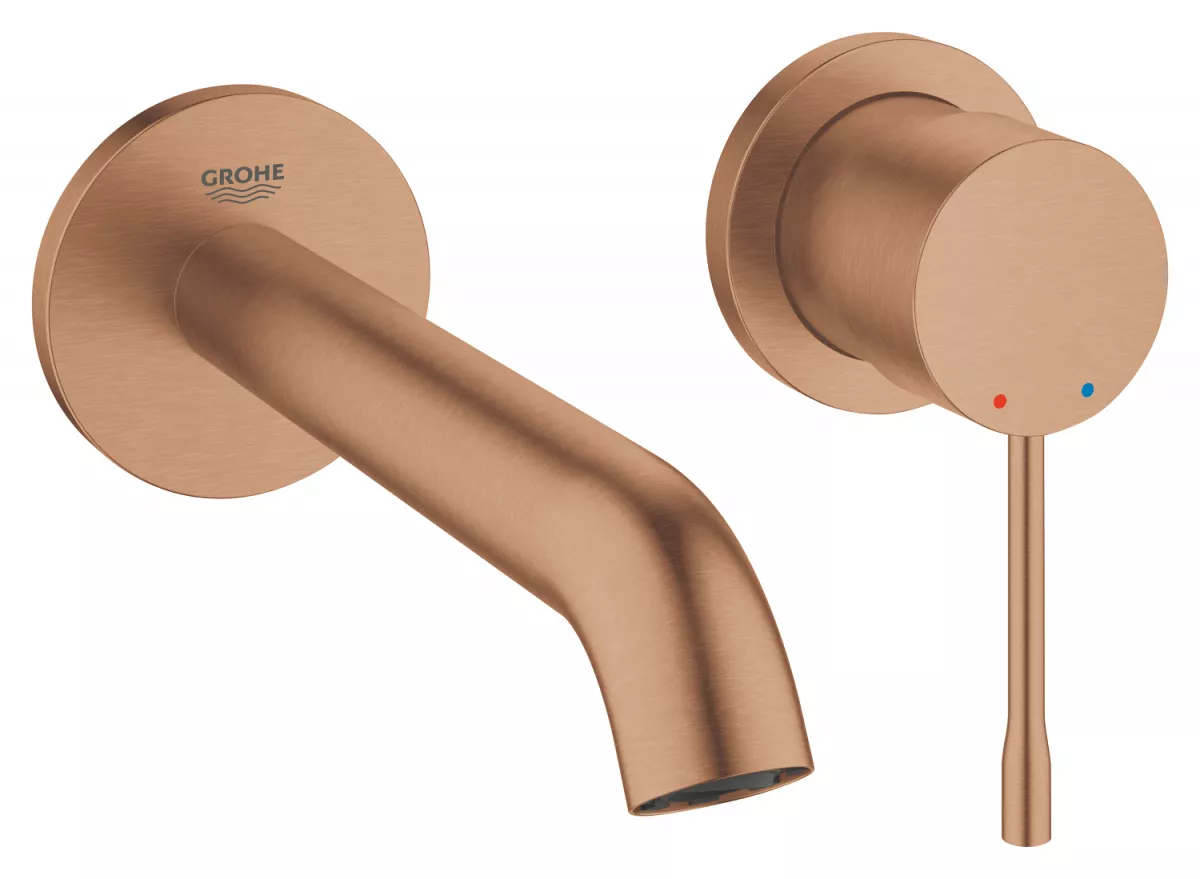 Baterie lavoar Grohe 19408DL1, Essence, 1/2'', montare pe perete, 180 mm, necesita valva, mat, cupru