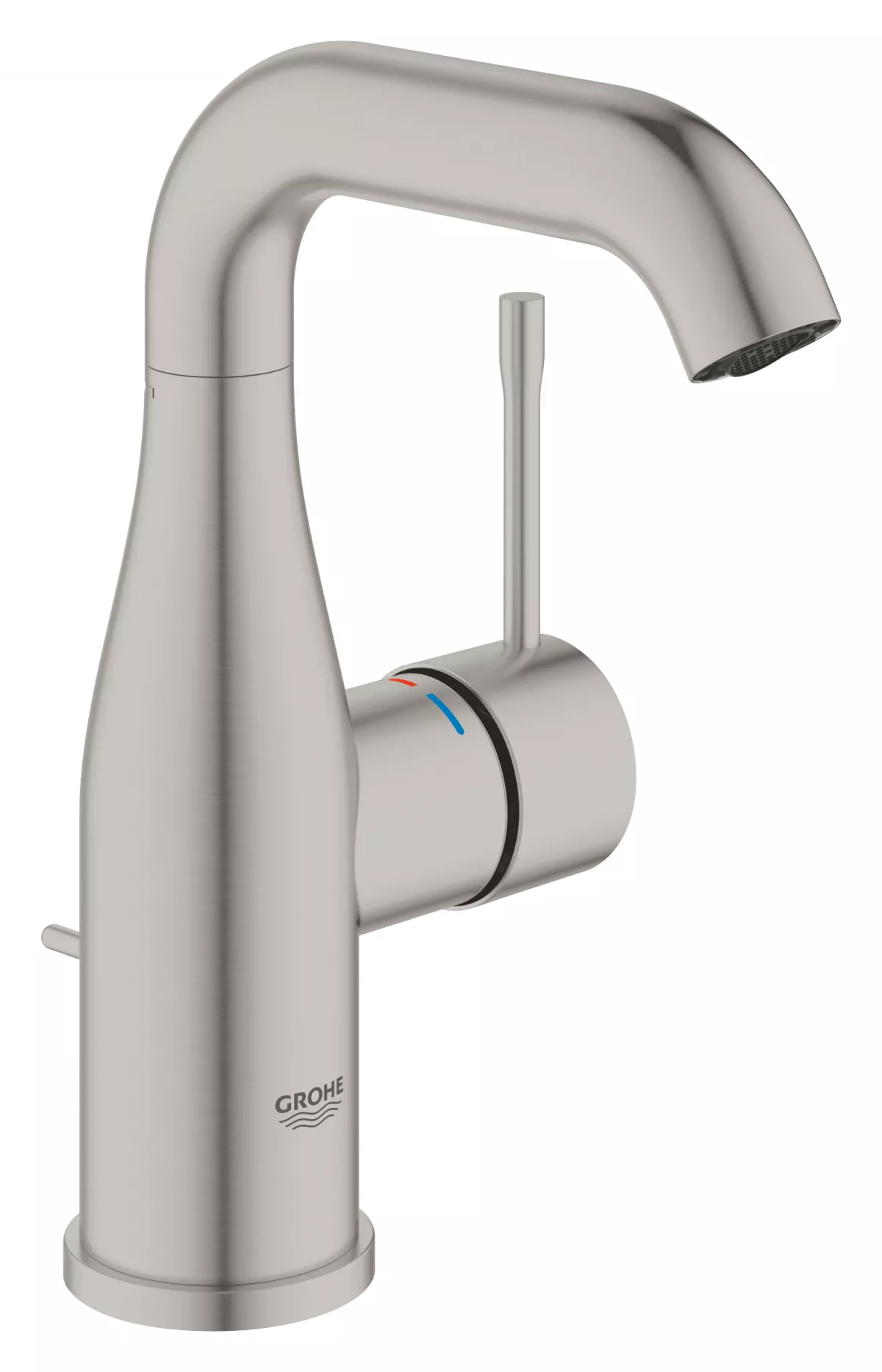 Baterie lavoar Grohe 23462DC1, Essence, 3/8'', M, 193 mm, ventil, mat, otel satinat