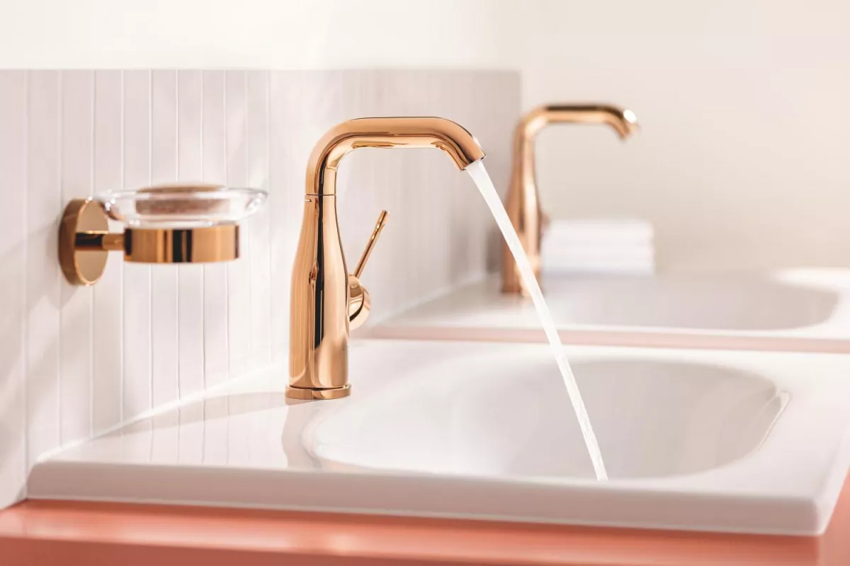 Baterie lavoar Grohe 24173DA1, Essence, 3/8'', M, 193 mm, ventil, lucios, cupru