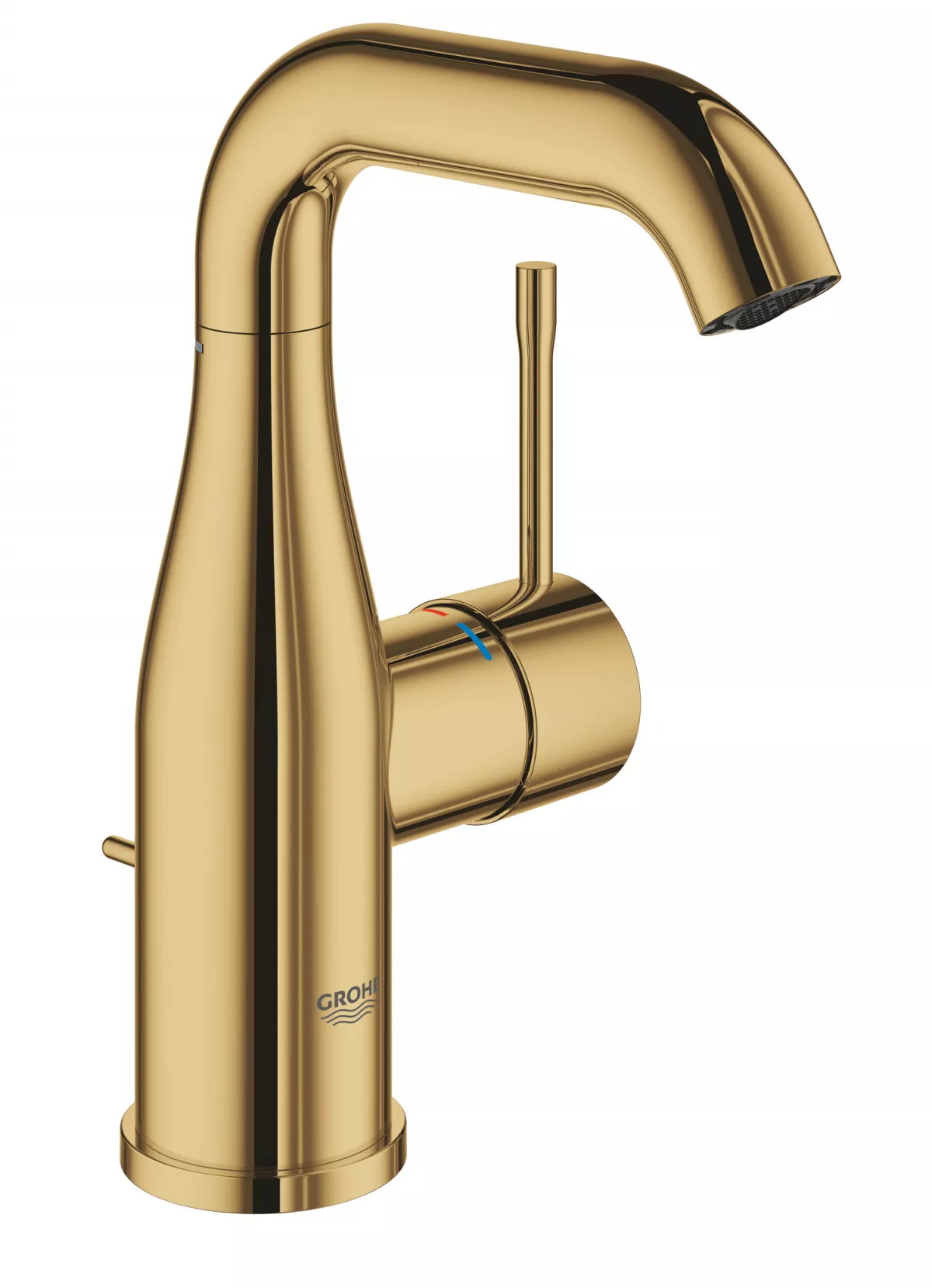 Baterie lavoar Grohe 24173GL1, Essence, 3/8'', marimea M, pivotanta, ventil cu tija, lucios, auriu