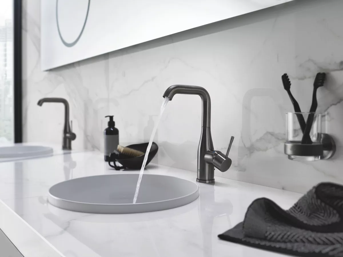 Baterie lavoar Grohe 24174AL1, Essence, 3/8'', marimea L, ventil, mat, grafit