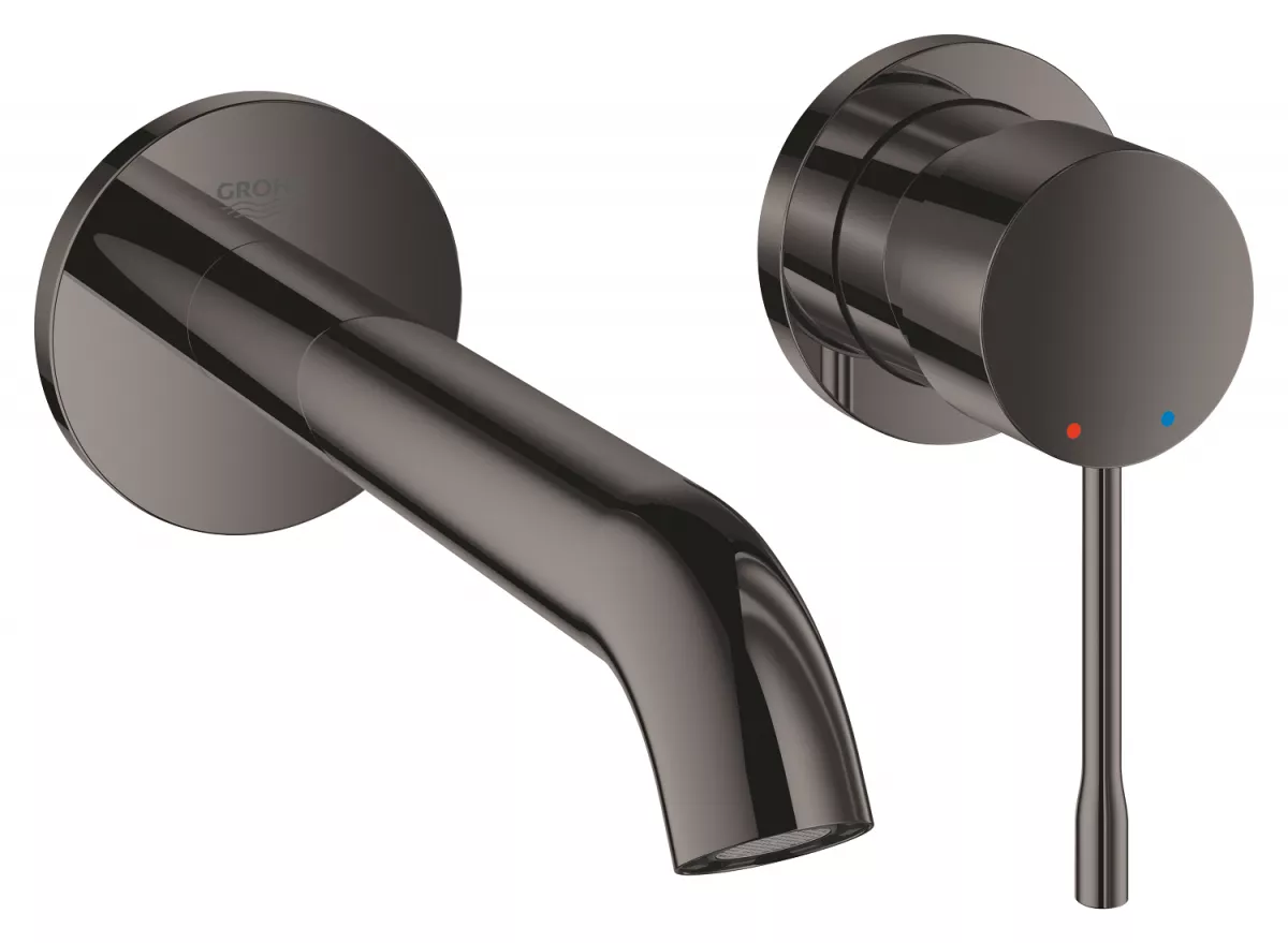 Baterie lavoar Grohe 29192A01, Essence, 1/2'', pe perete, L 183 mm, necesita valva, lucios, grafit