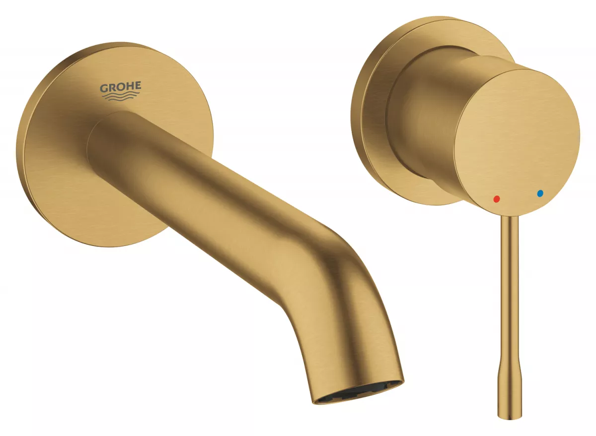 Baterie lavoar Grohe 29192GN1, Essence, 1/2'', montare pe perete, 183 mm, necesita valva, mat, auriu