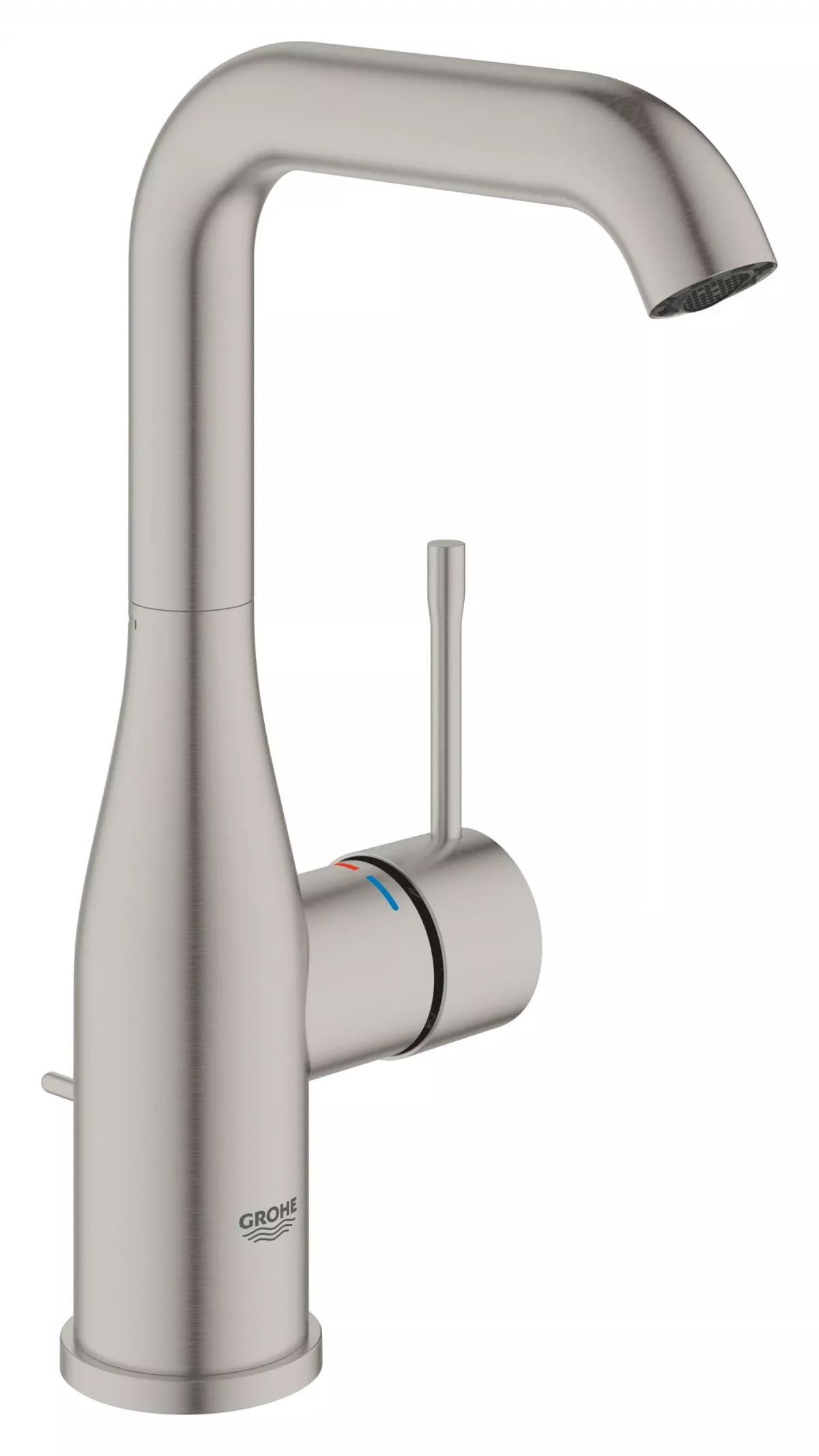 Baterie lavoar Grohe 32628DC1, Essence, L, 244 mm, pivotanta, ventil, mat, otel satinat