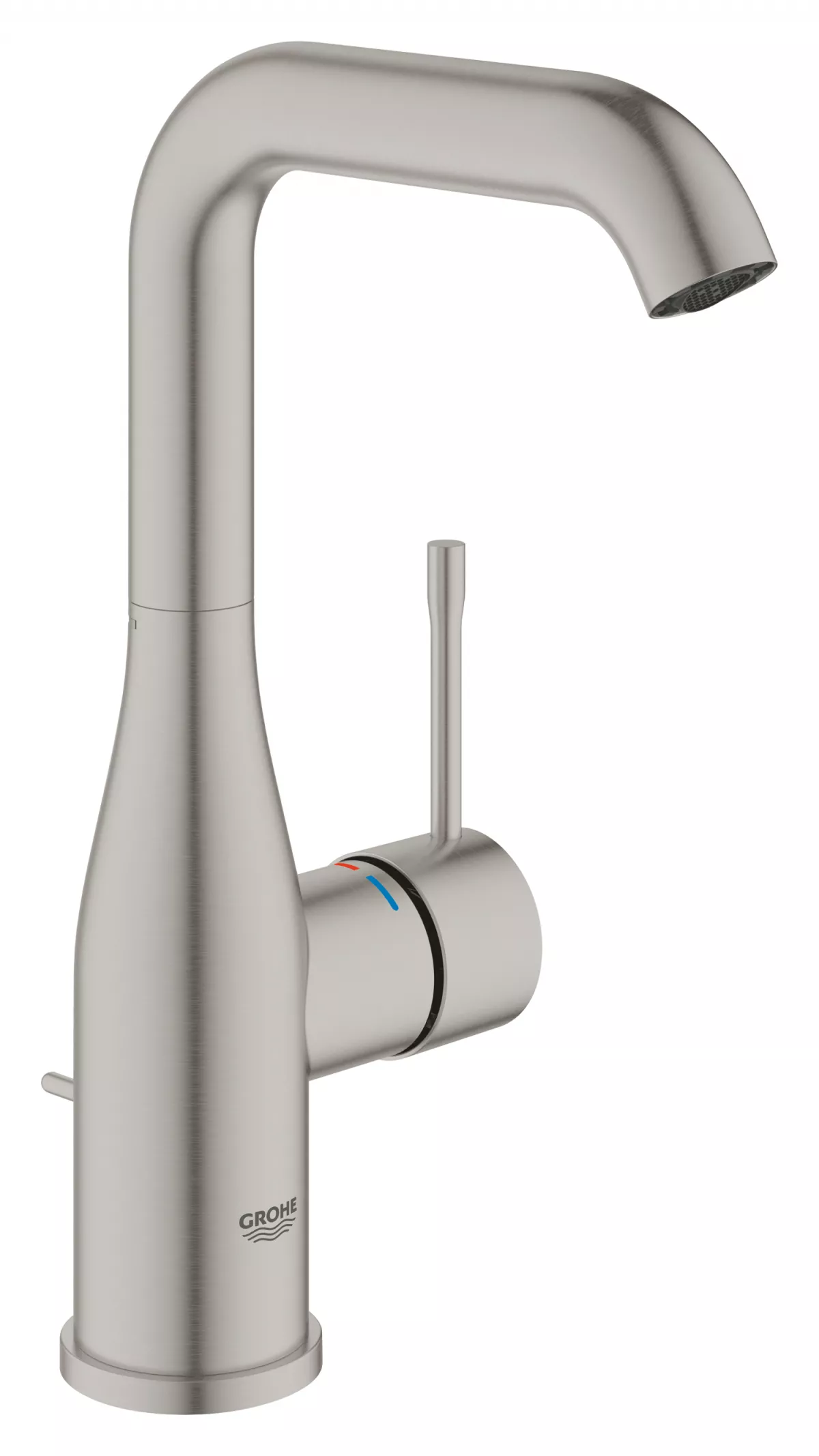 Baterie lavoar Grohe 24174DC1, Essence, L, 244 mm, ventil, mat, otel satinat