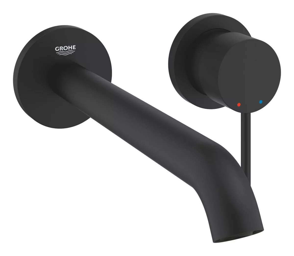 Baterie lavoar Grohe 29193KF1, Essence, pe perete, 230 mm, necesita valva, mat, negru