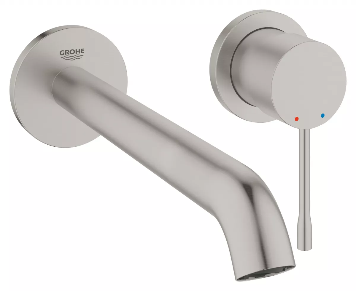 Baterie lavoar Grohe 29193DC1, Essence, pe perete, 230 mm, necesita valva, mat, otel satinat