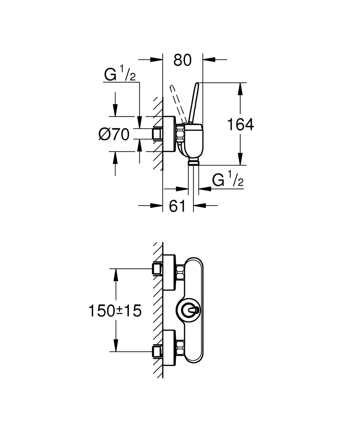 Baterie dus Grohe 23430LS0, Eurodisc Joy, 1/2'', aparenta, cartus ceramic, alb