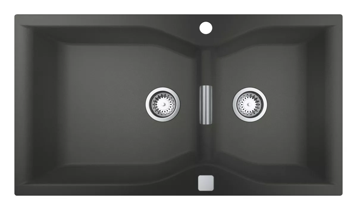 Chiuveta bucatarie Quartz Grohe 31658AT0, K700, 900 x 500 mm, 2 cuve, pe blat, evacuare, antracit