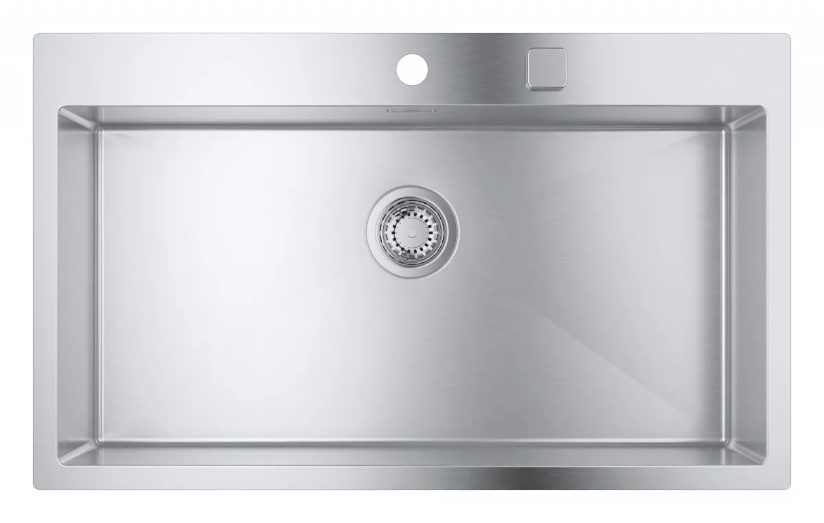 Chiuveta de bucatarie Grohe 31584SD1, K800, montare in/pe blat, 846 x 510 mm, 1 cuva, evacuare automata, inox satinat