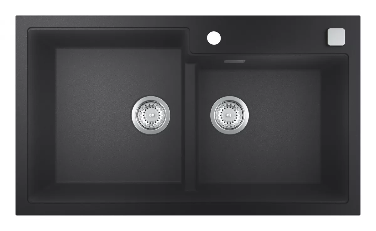 Chiuveta Quartz composite Grohe 31649AP0, K500, 860 x 500 mm, 2 boluri, montare pe blat, evacuare automata