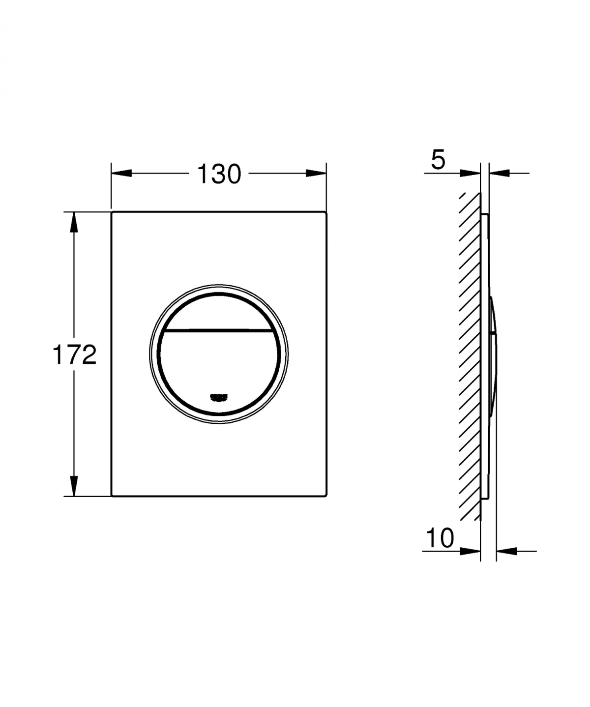 Clapeta actionare Grohe 37601AL0, Nova, S, dubla, 130 x 172 mm, verticala, ABS, mat, grafit