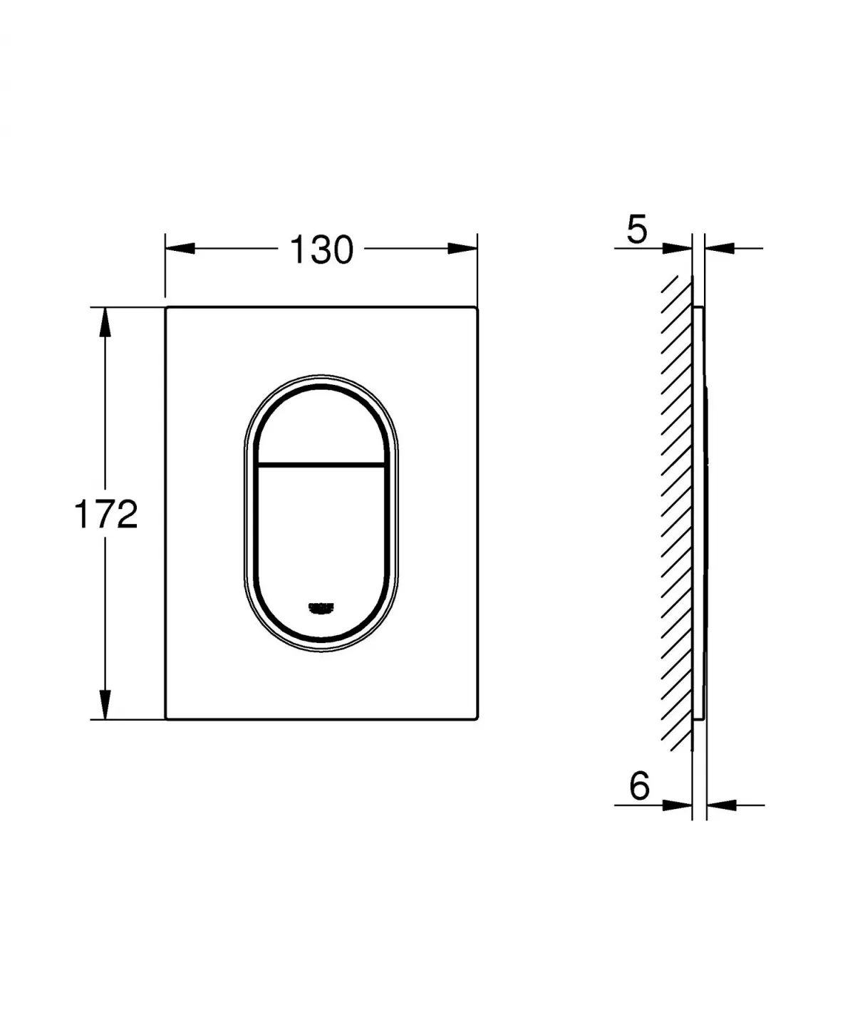 Clapeta WC Grohe 37624P00, Arena Cosmo S, dubla, verticala, 172 x 130 mm, ABS, mat, crom