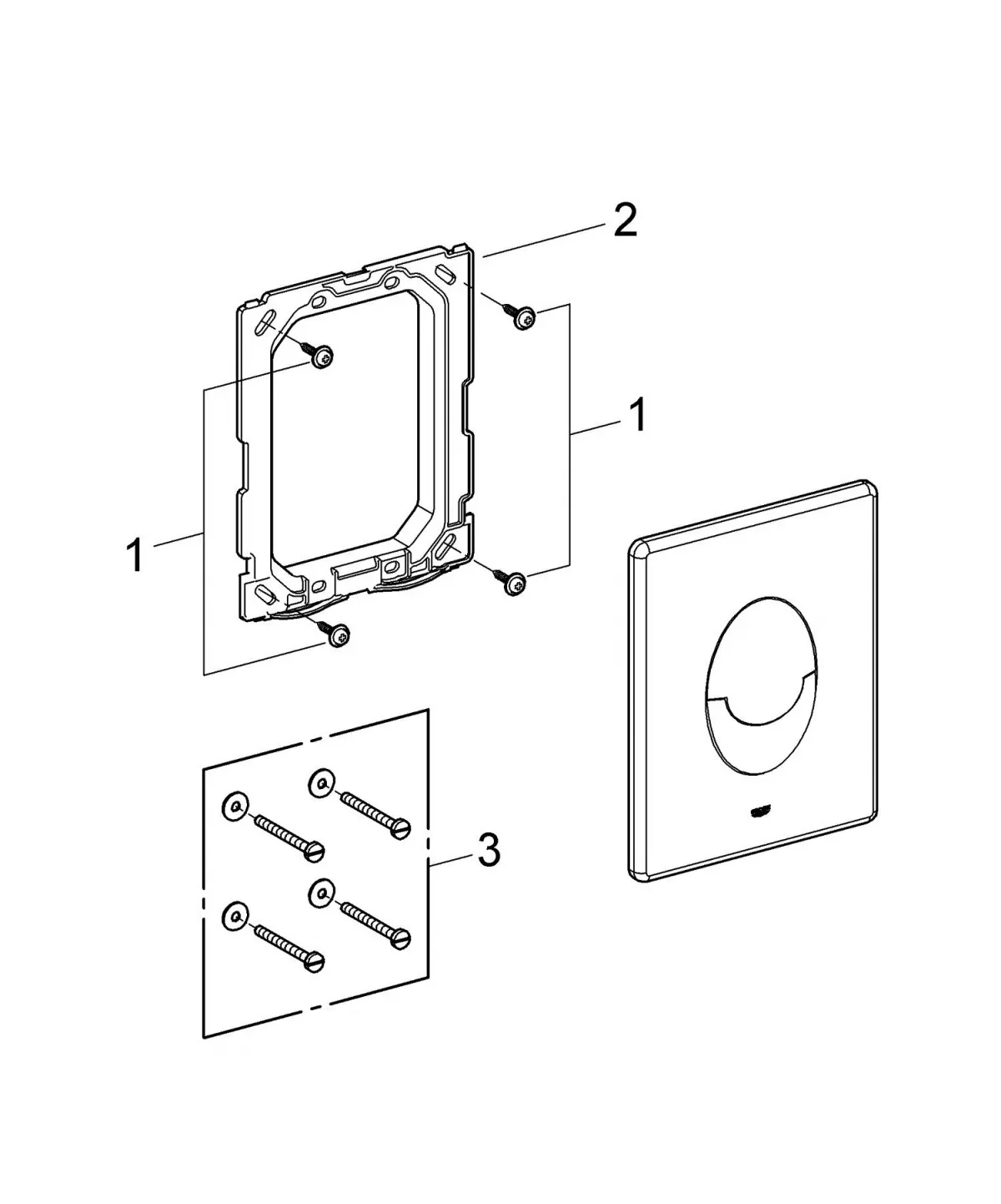 Clapeta WC Grohe 38964P00, Start, dubla, verticala, 197 x 156 mm, plastic, mat, crom