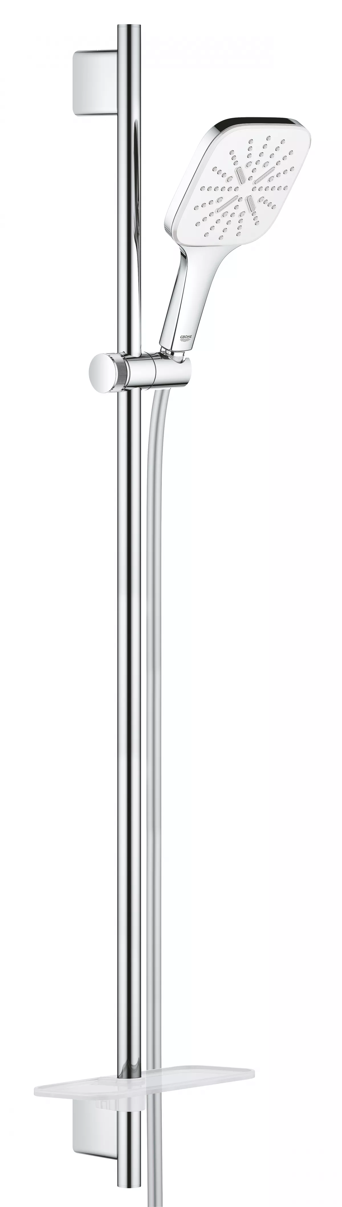 Coloana de dus Grohe 26586LS0, SmartActive 130 Cube, 1/2'', 3 functii, 900 mm, etajera, crom