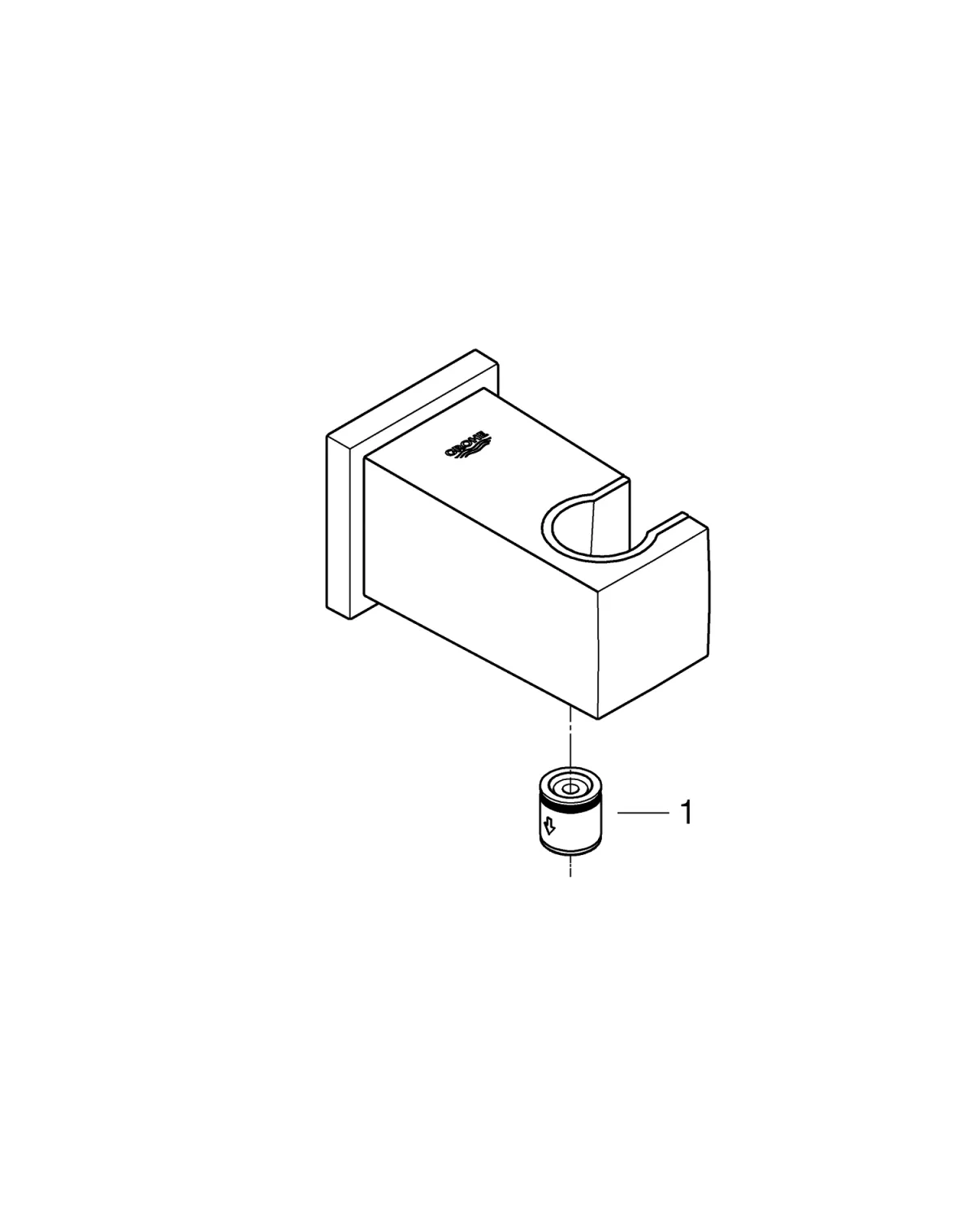 Cot iesire dus Grohe 26370A00, Euphoria Cube, 1/2'' x 1/2'', suport para, lucios, grafit