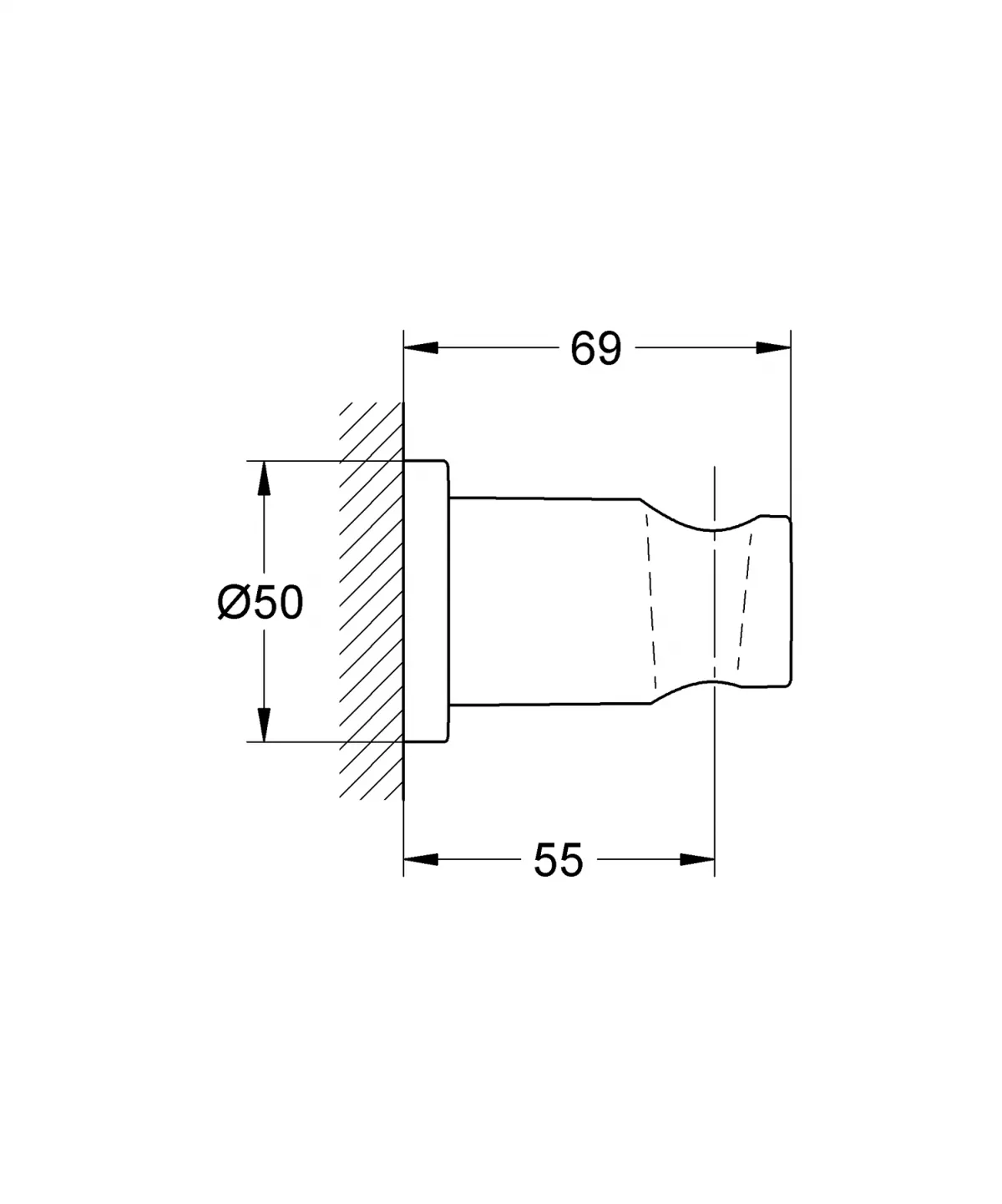 Suport para dus Grohe 27074AL0, Rainshower, 1/2'', universal, suport, mat, grafit