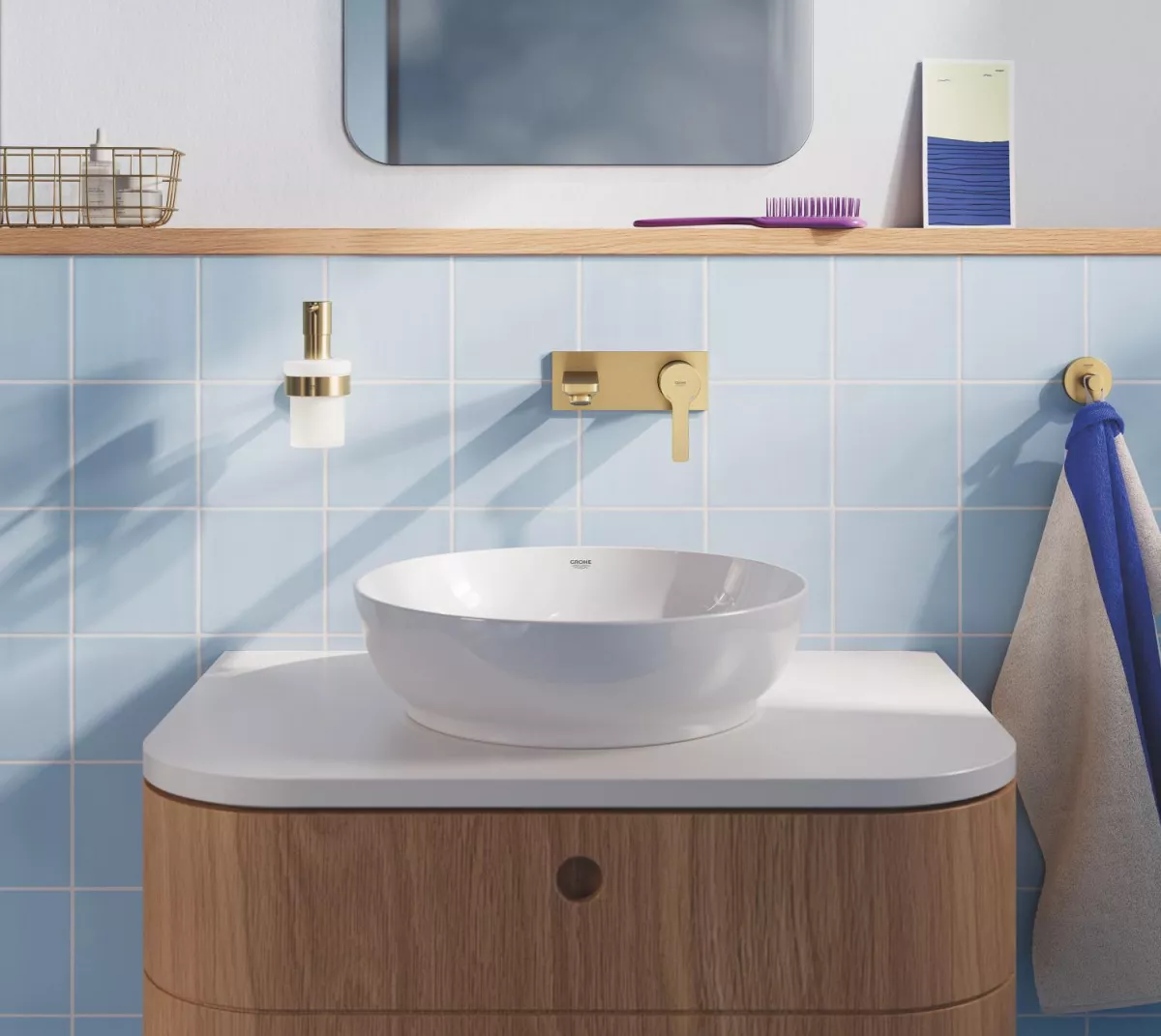 Dozator sapun Grohe 41195GN0, Start, aparent, 160 ml, metal/sticla, mat, auriu