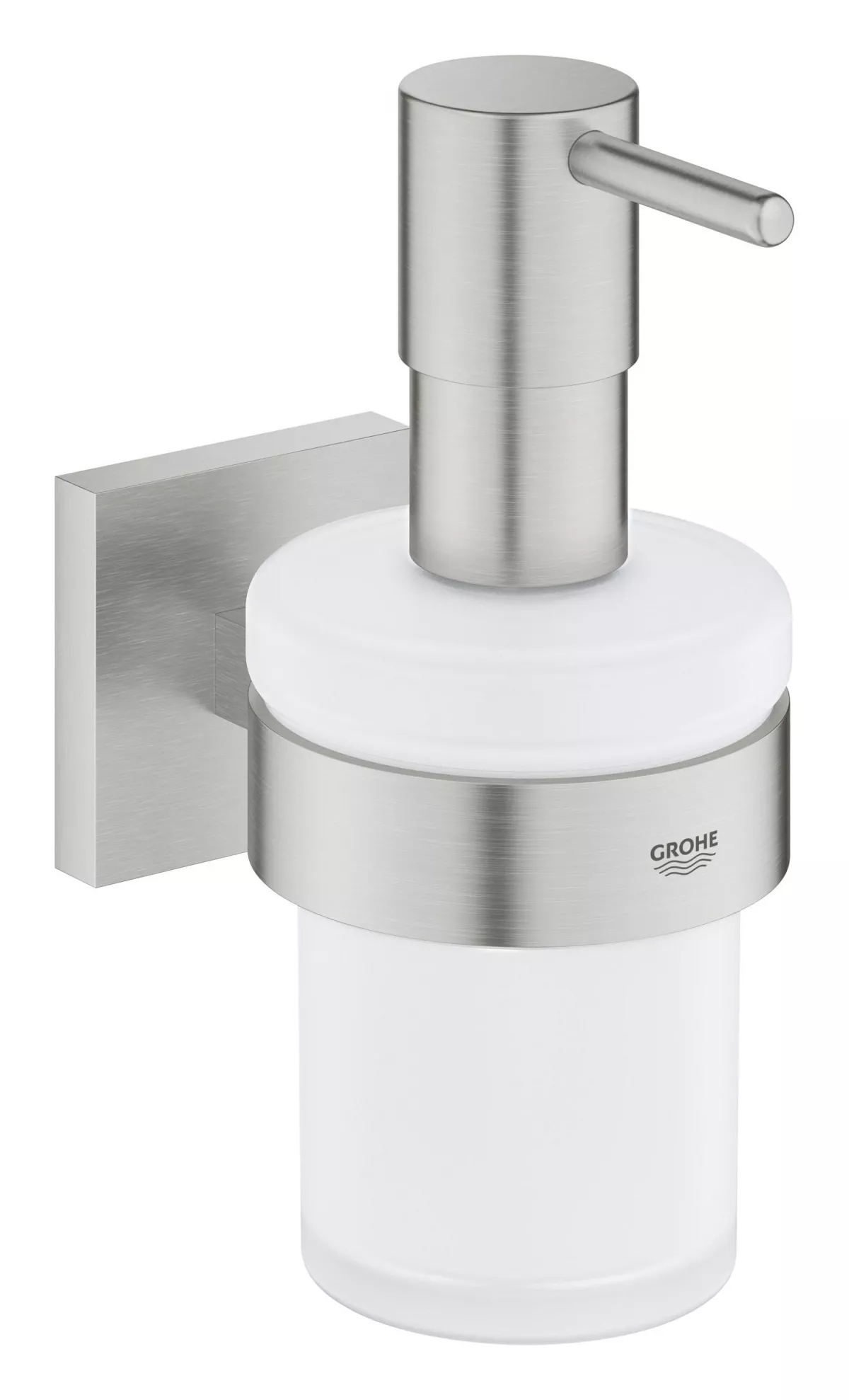 Dozator sapun Grohe 41098DC0, Start Cube, pe perete, 160 ml, metal/sticla, mat, otel satinat
