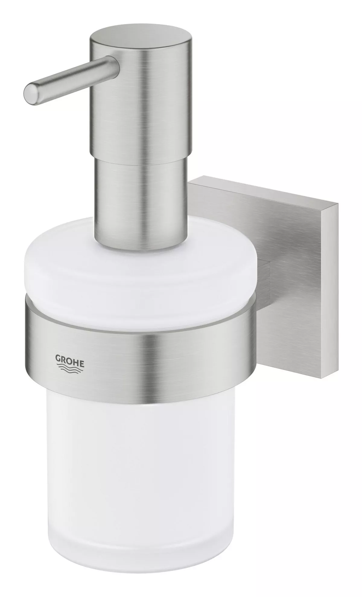Dozator sapun Grohe 41098DC0, Start Cube, pe perete, 160 ml, metal/sticla, mat, otel satinat