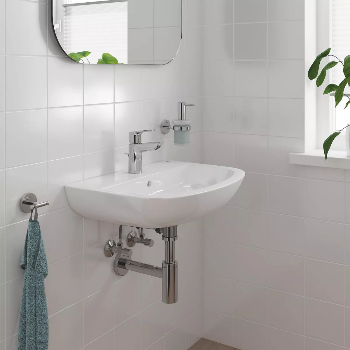 Dozator sapun Grohe 41098DC0, Start Cube, pe perete, 160 ml, metal/sticla, mat, otel satinat