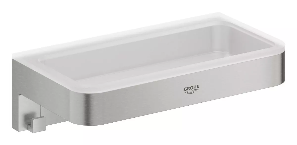 Etajera Grohe 41107DC0, Start Cube, pe perete, 200 x 100 mm, mat, otel satinat