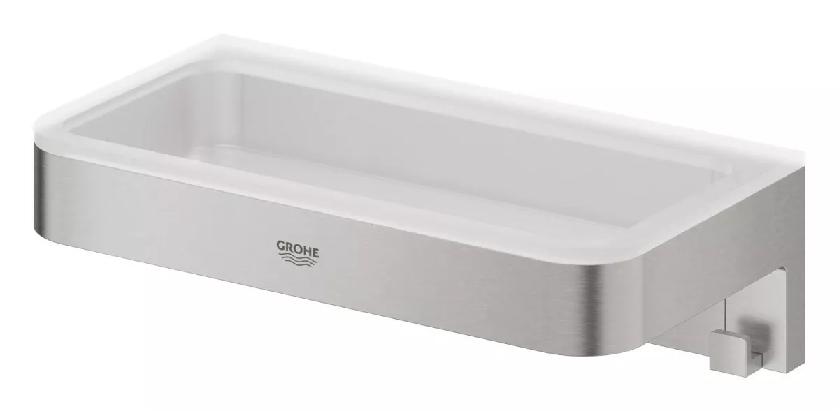 Etajera Grohe 41107DC0, Start Cube, pe perete, 200 x 100 mm, mat, otel satinat