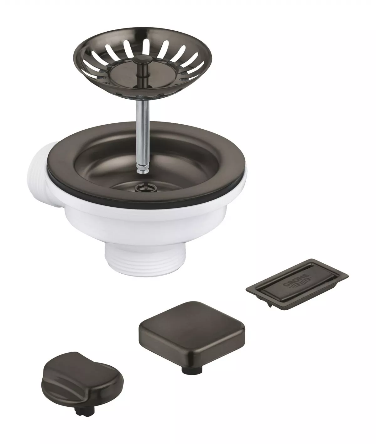 Evacuare chiuveta bucatarie Grohe 40996AL0, ornamente buton, prealin, grafit