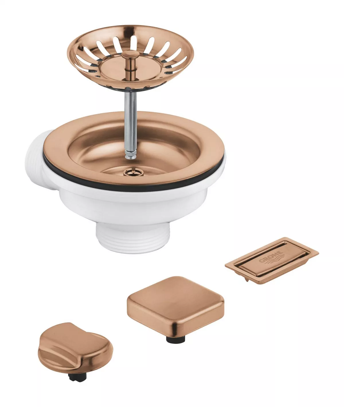 Evacuare chiuveta bucatarie Grohe 40996DL0, ornamente buton, prealin, cupru