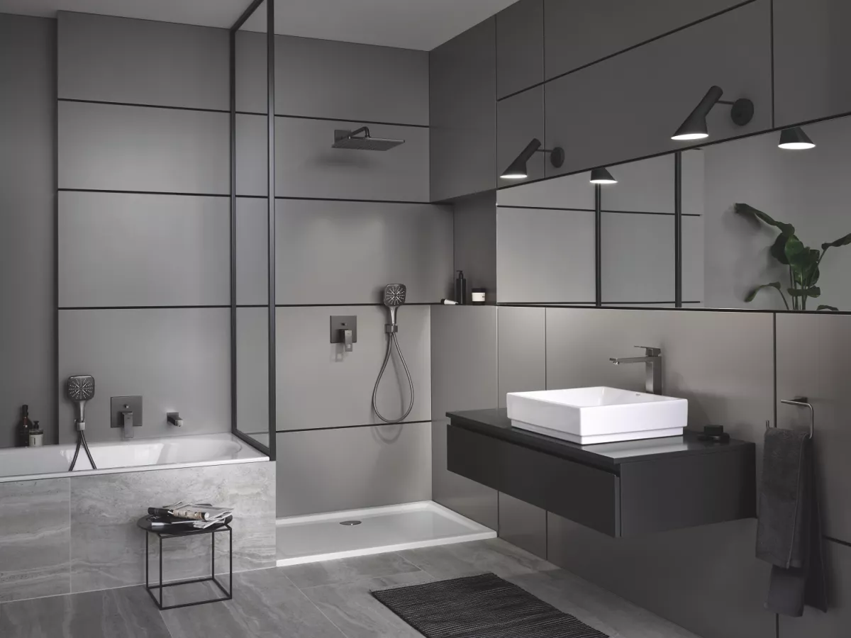 Evacuare lavoar Grohe 40564AL0, Eurocube, 1 1/4'', metal, slid glisant, surub curatare, mat, grafit