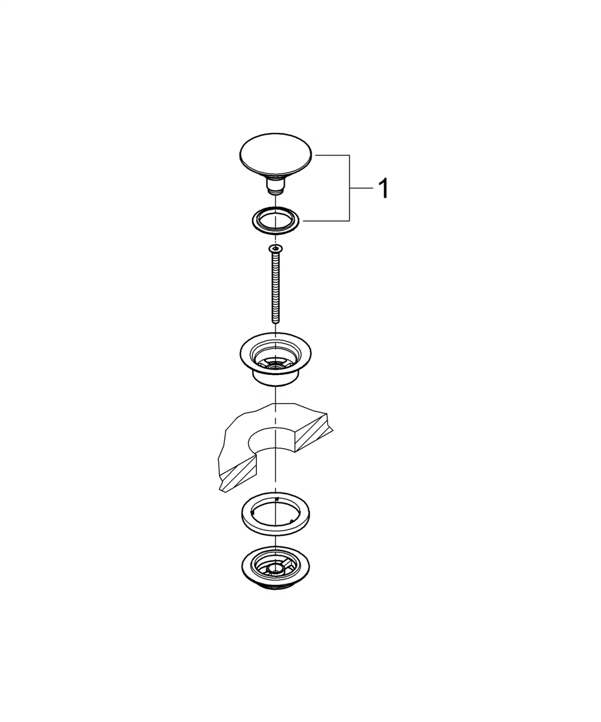Ventil push to open Grohe 65807AL0, G1 1/4'', mat, grafit