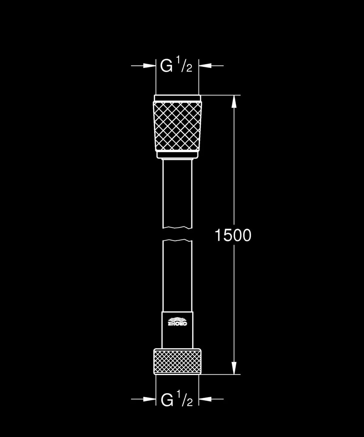 Furtun dus Grohe 28151L02, RelexaFlex, universal, 1.5 m, mat, alb