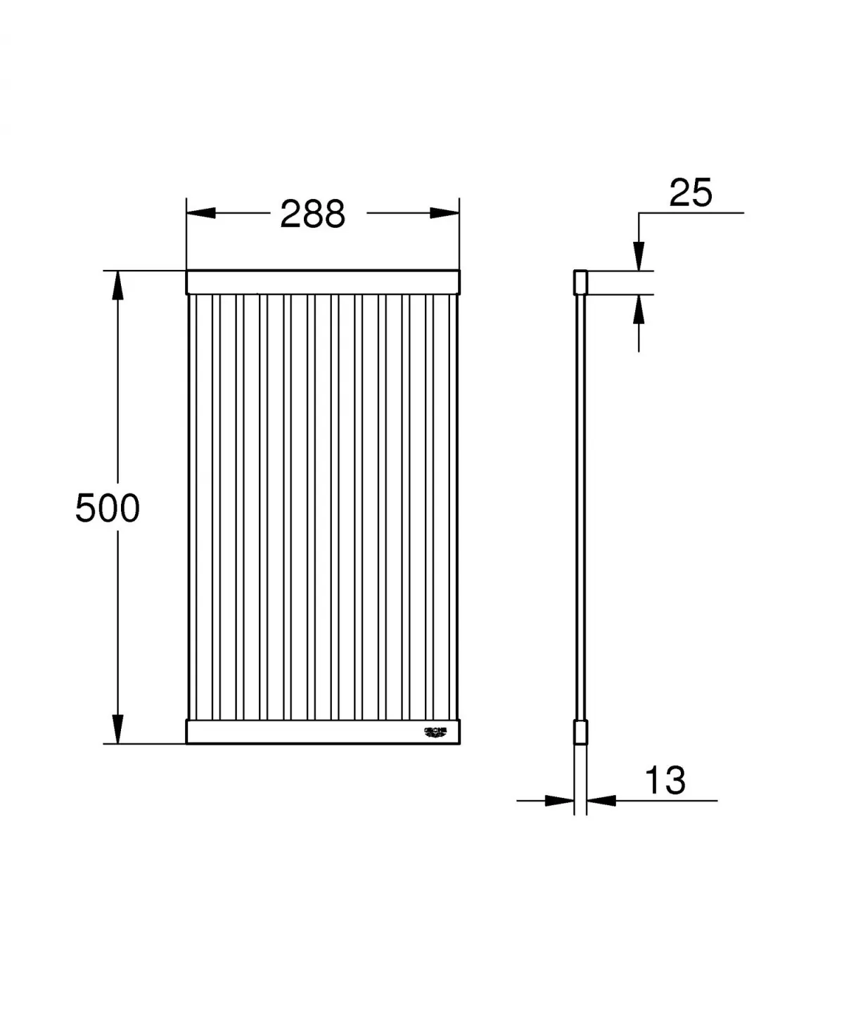 Gratar pliabil Grohe 40858SD0, 500 x 288 mm, metal