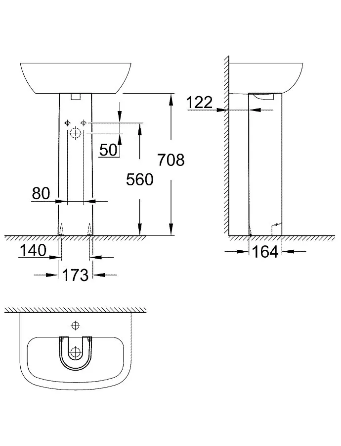 Piedestal pentru lavoar Grohe Bau Ceramic