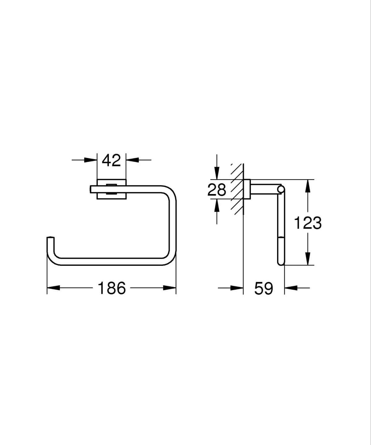 Inel prosop Grohe 40510DC1, Essentials Cube, pe perete, 200 mm, metal, mat, otel satinat