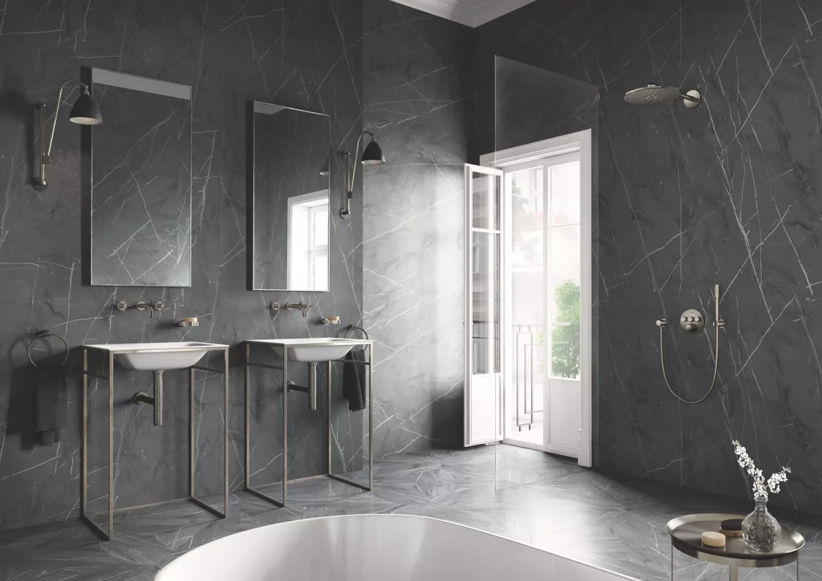 Inel prosop Grohe 40307AL3, Atrio, pe perete, 200 mm, metal, mat, grafit