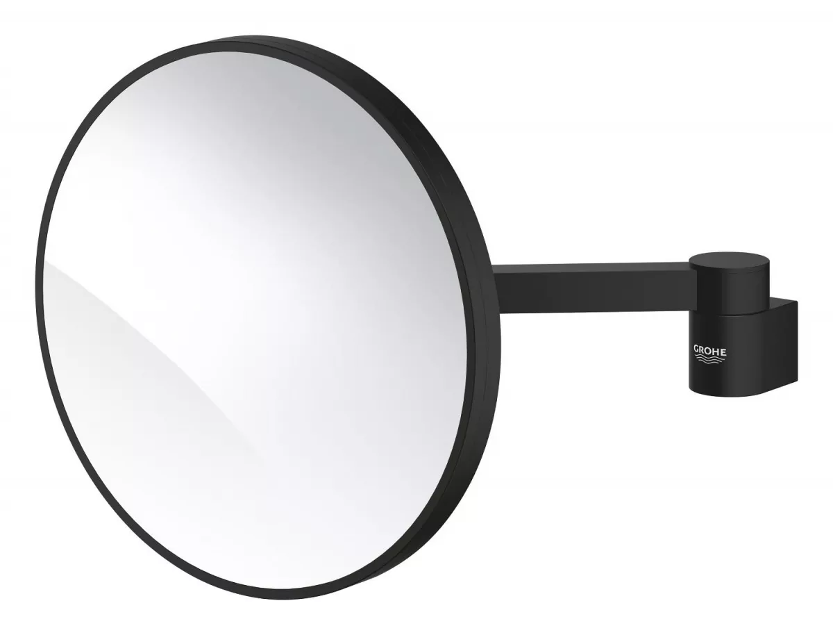 Oglinda cosmetica Grohe 102279KF00, Selection, pe perete, 7X, pivotanta, metal/sticla, mat, negru