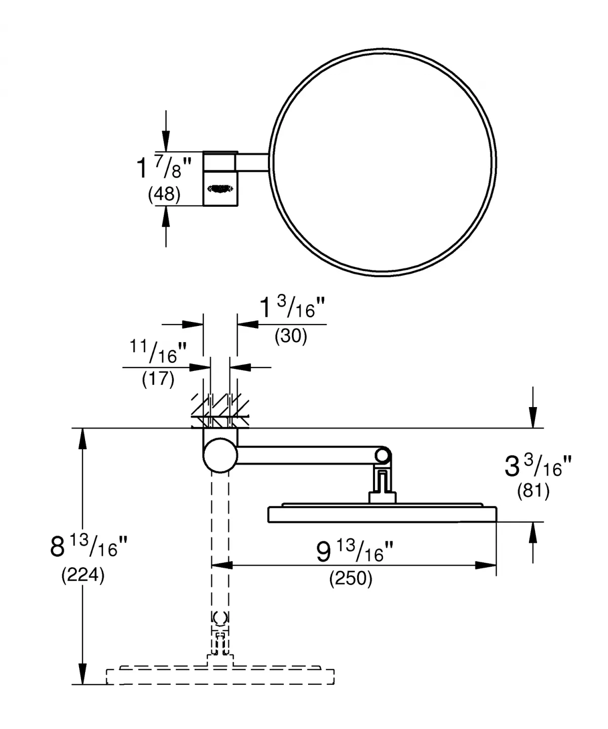 Oglinda barbierit Grohe 41077GL0, Selection, pivotanta, 7X, lucios, auriu
