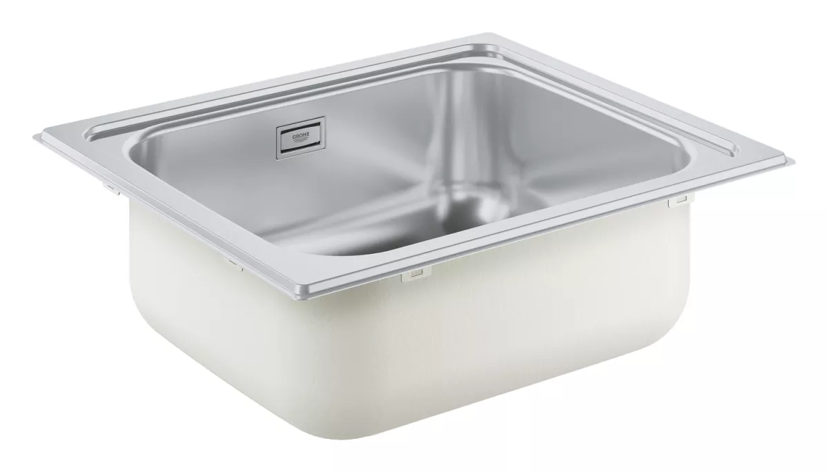 Pachet chiuveta Grohe 31719SD0, K200, 533 x 458 mm, o cuva, montare pe blat + baterie Bauloop 31368001, 3/8''