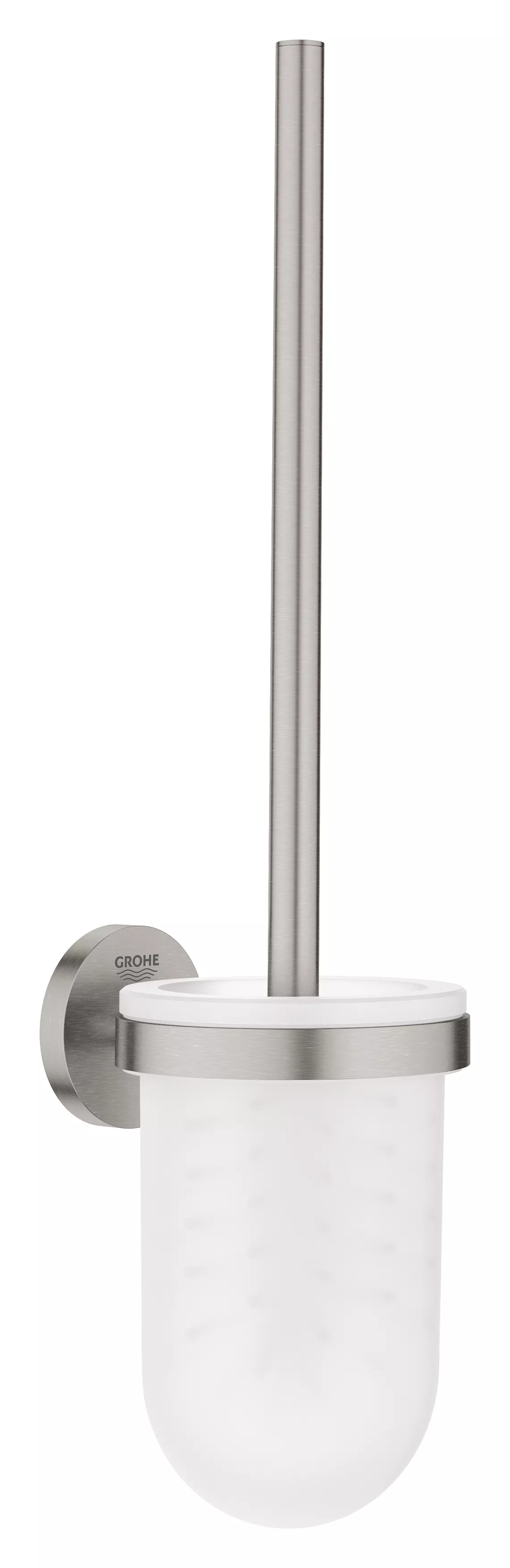 Perie WC Grohe 40374DC1, Essentials, suport perie, fixare ascunsa, sticla, metal, mat, otel satinat