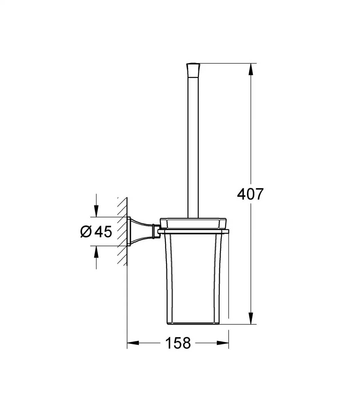 Perie WC Grohe 40632IG0, Grandera, pe perete, meta, ceramica, crom / auriu