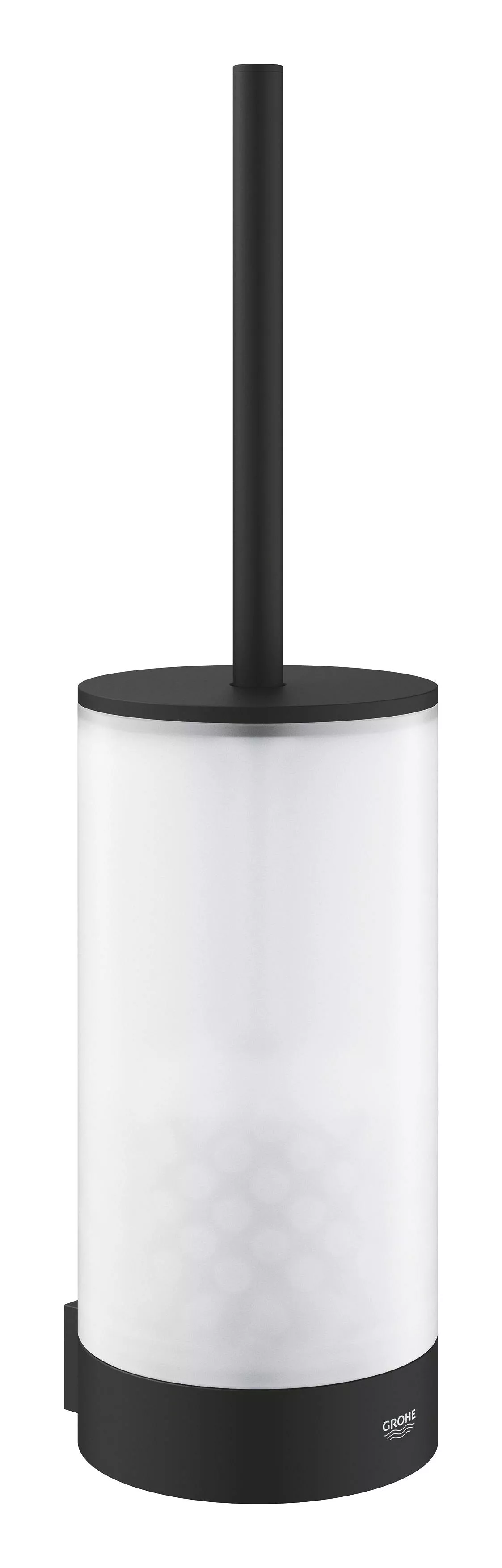 Perie WC Grohe 41215KF0, Selection, montare pe perete, fixare ascunsa, suport, sticla, mat, negru