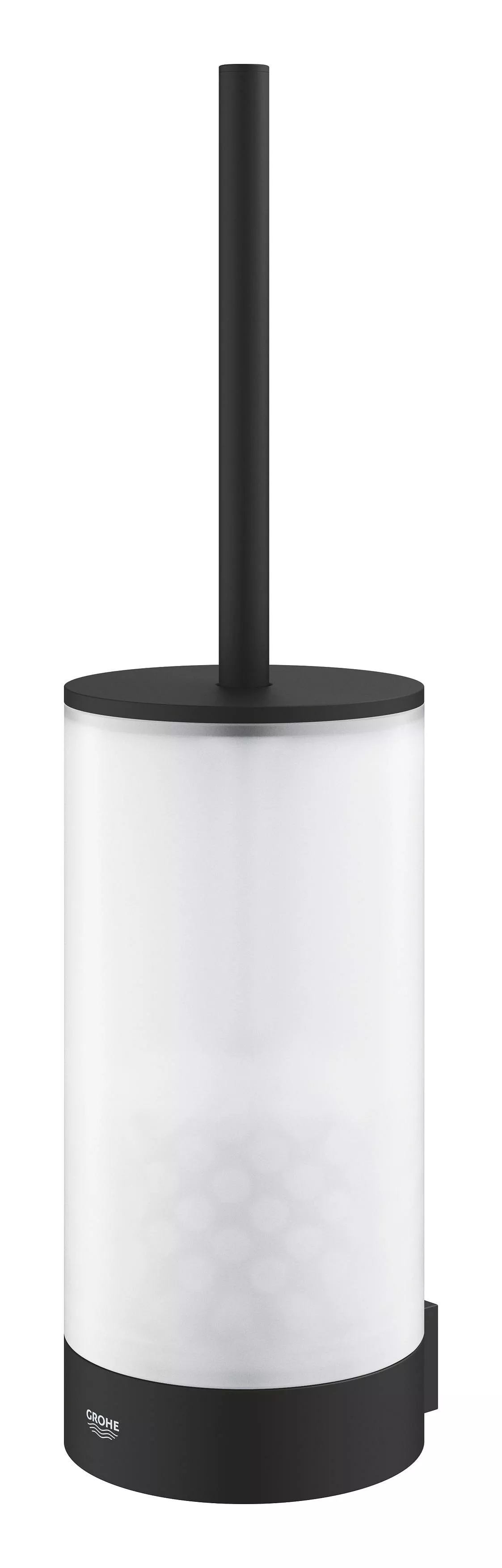 Perie WC Grohe 41215KF0, Selection, montare pe perete, fixare ascunsa, suport, sticla, mat, negru