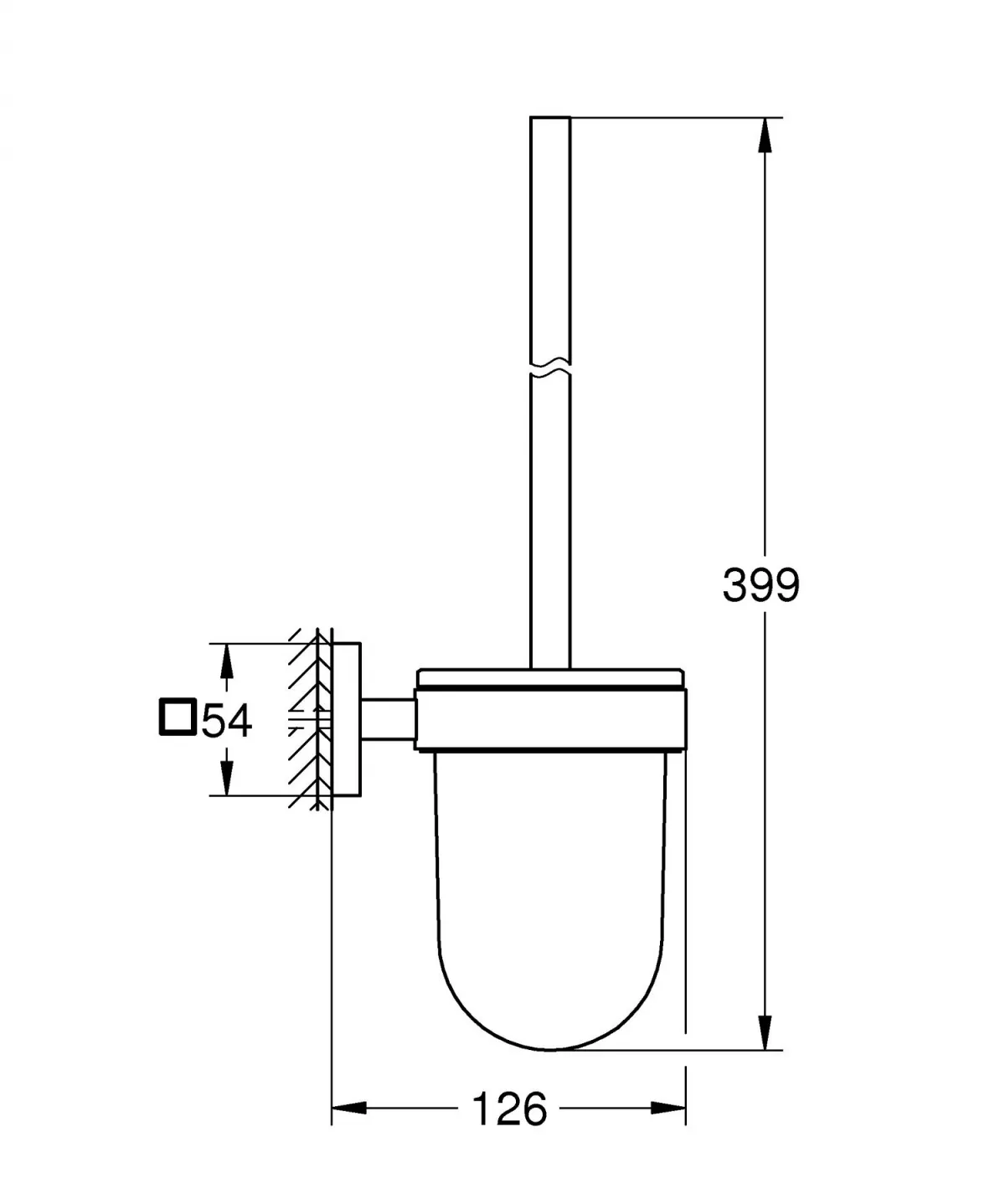 Perie WC Grohe 40977DC0, Start Cube, pe perete, metal/sticla, mat, otel satinat