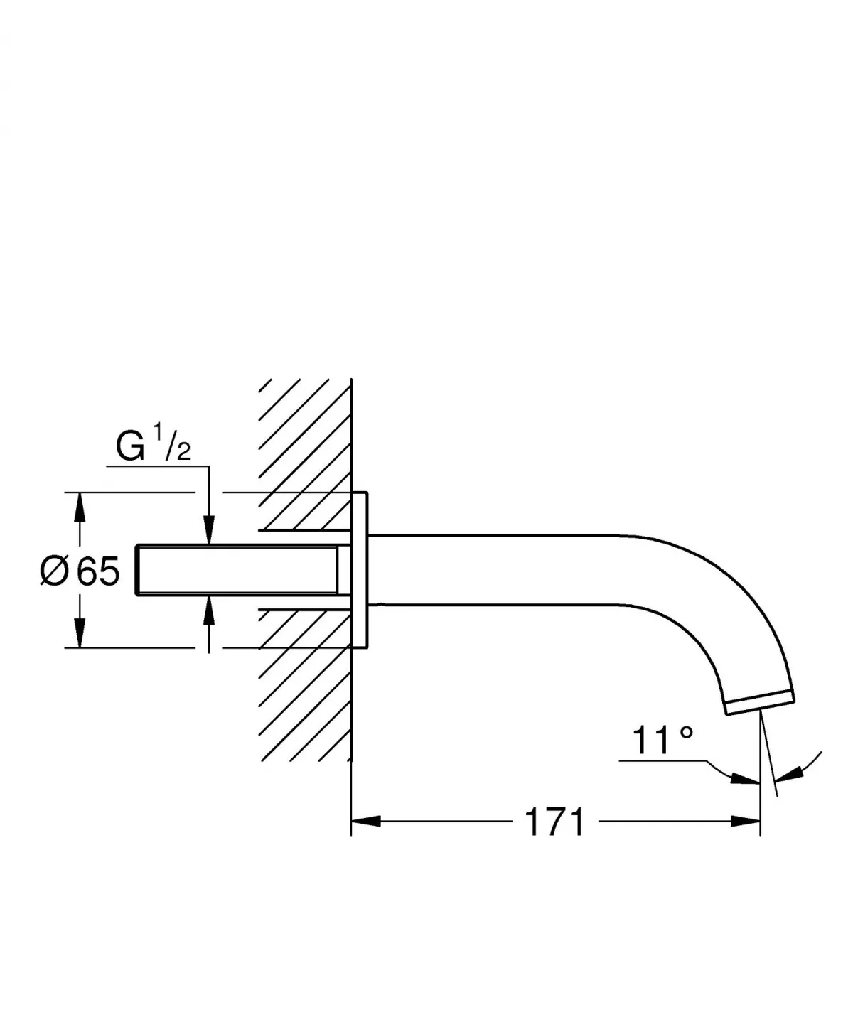 Pipa cada Grohe 13139DA3, Atrio, 1/2'', 171 mm, lucios, cupru