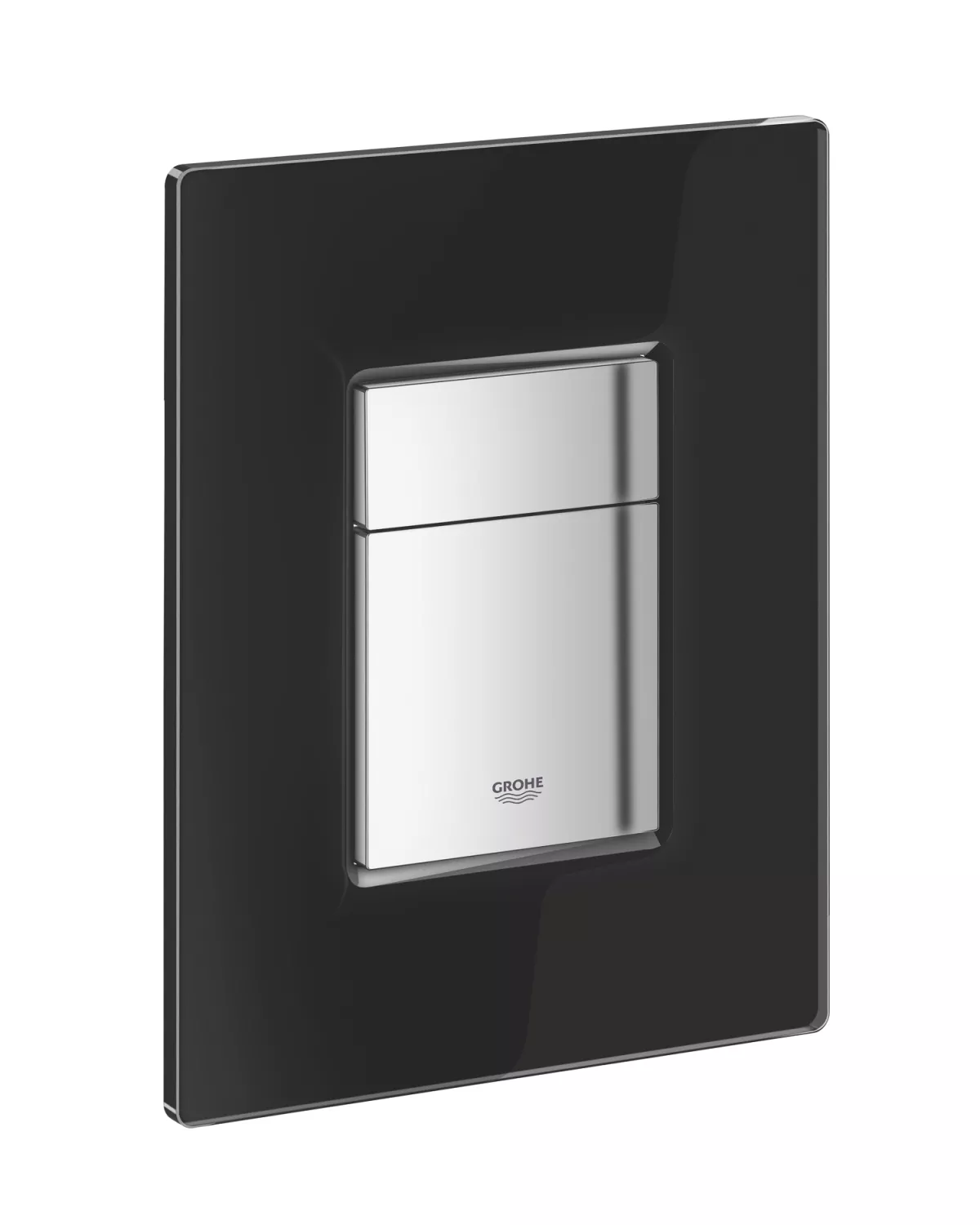 Clapeta actionare Grohe 38845KS0, Skate, dubla, 156 x 197 mm, reversibila, sticla, negru / crom