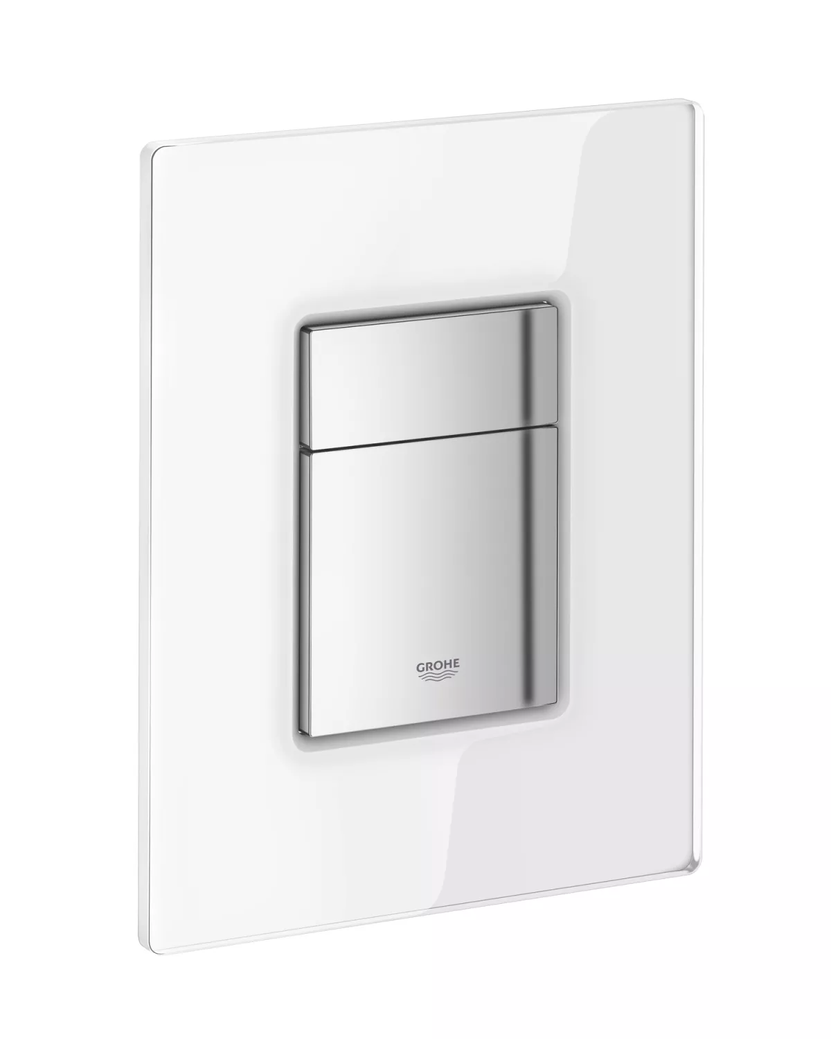 Placa de actionare Grohe 38845LS0, Skate Cosmopolitan, dubla actionare, 156 x 197 mm, reversibila, sticla, alb / crom